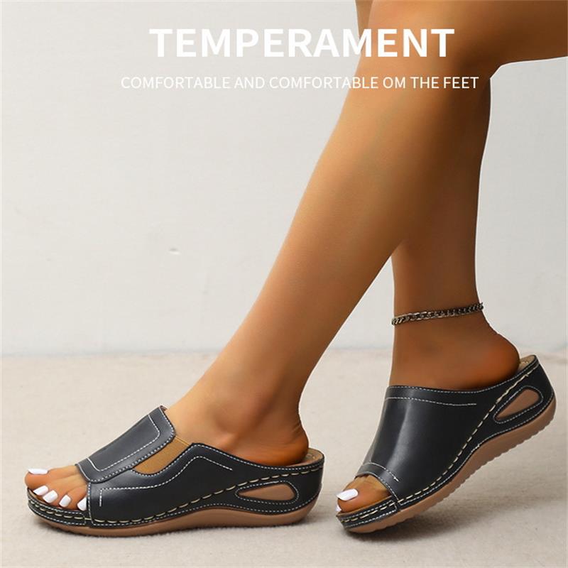 CD | Casual Summer Daily Comfort Slip On Solid Colour Sandale din piele