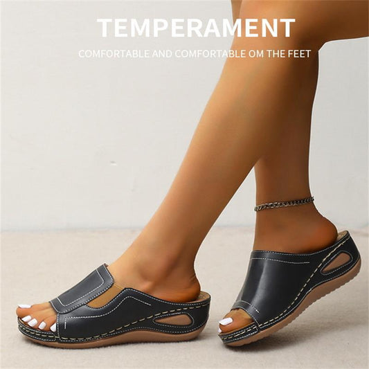 CD | Casual Summer Daily Comfort Slip On Solid Colour Sandale din piele