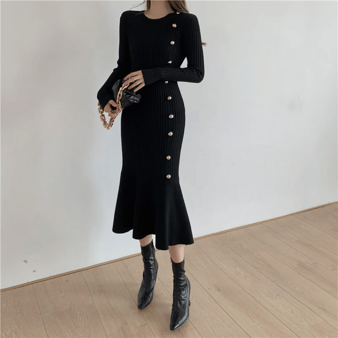 CD | rochie midi elegantă cu nervuri pentru femei