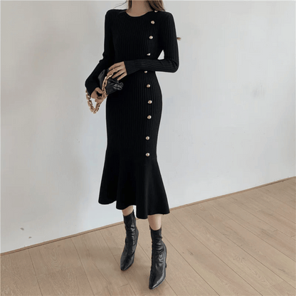 CD | rochie midi elegantă cu nervuri pentru femei