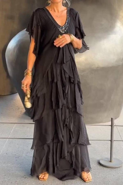CD | Elegant V-Neck Fashionable Cake rochie lungă