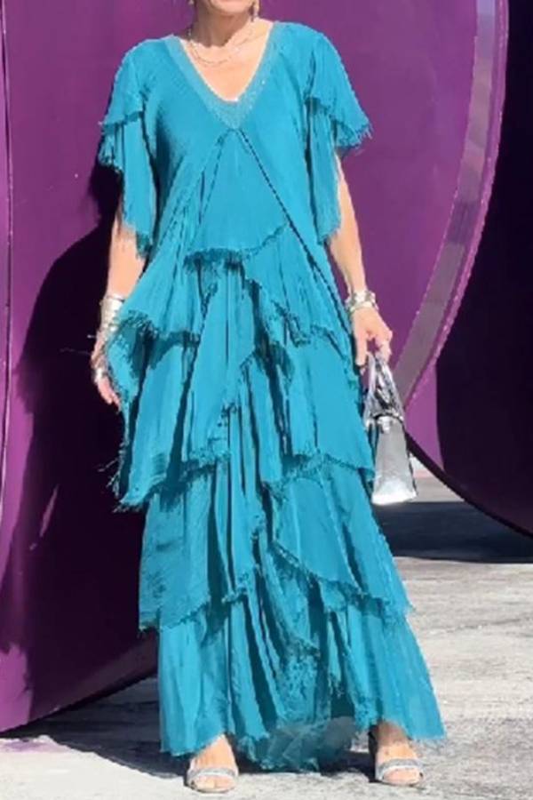 CD | Elegant V-Neck Fashionable Cake rochie lungă