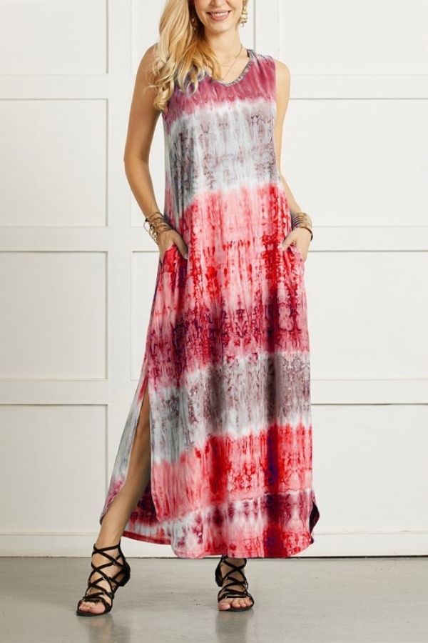 CD | ROCHIE MAXI FĂRĂ MÂNECI CU IMPRIMEU COLORAT