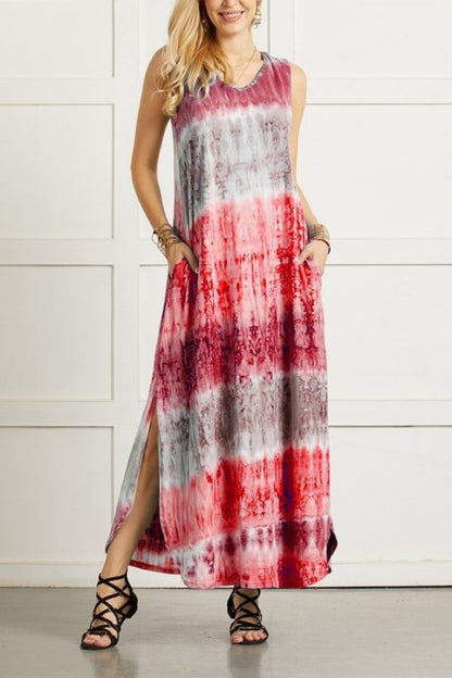 CD | ROCHIE MAXI FĂRĂ MÂNECI CU IMPRIMEU COLORAT