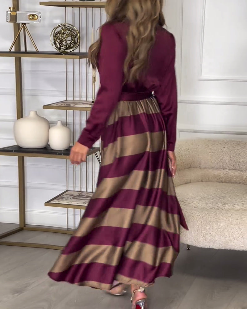 CD | Rochie maxi elegantă cu dungi