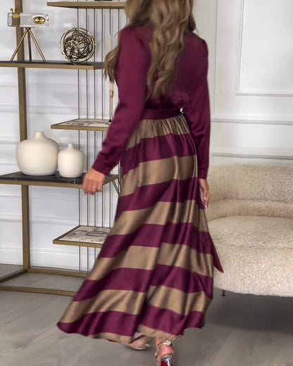 CD | Rochie maxi elegantă cu dungi