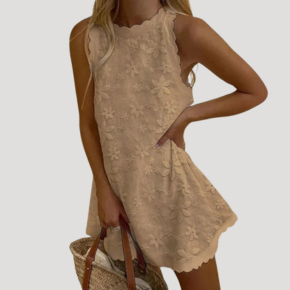 CD | Rochie mini fără mâneci pentru femei cu model floral