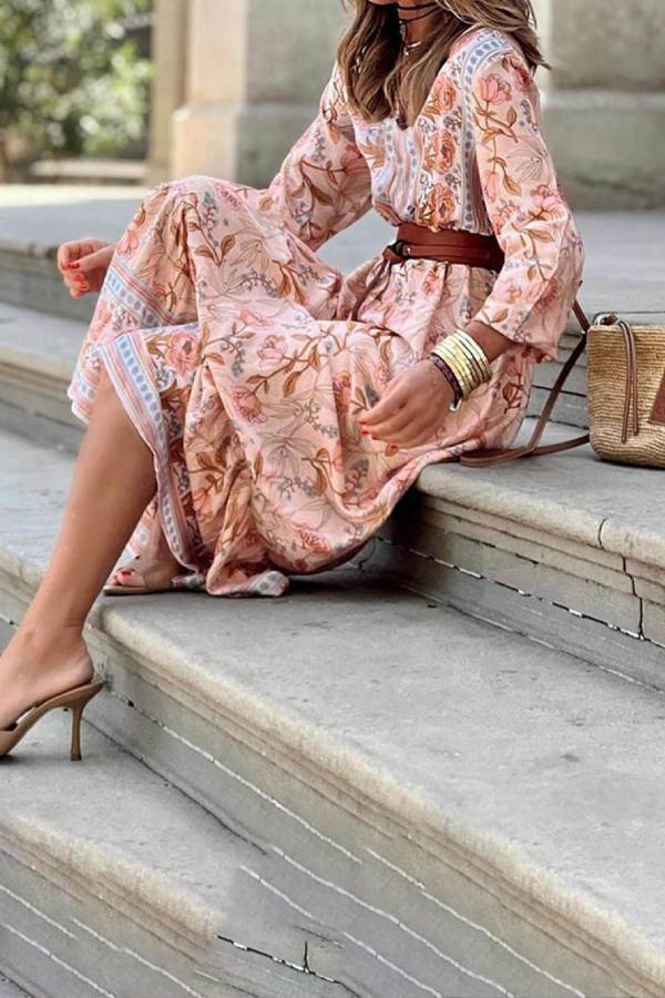 CD | Rochie maxi boemă cu imprimeu floral