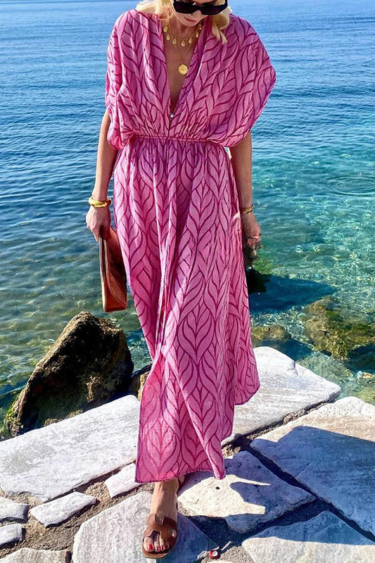 CD | Imprimate cordon design kimono plaja rochie maxi