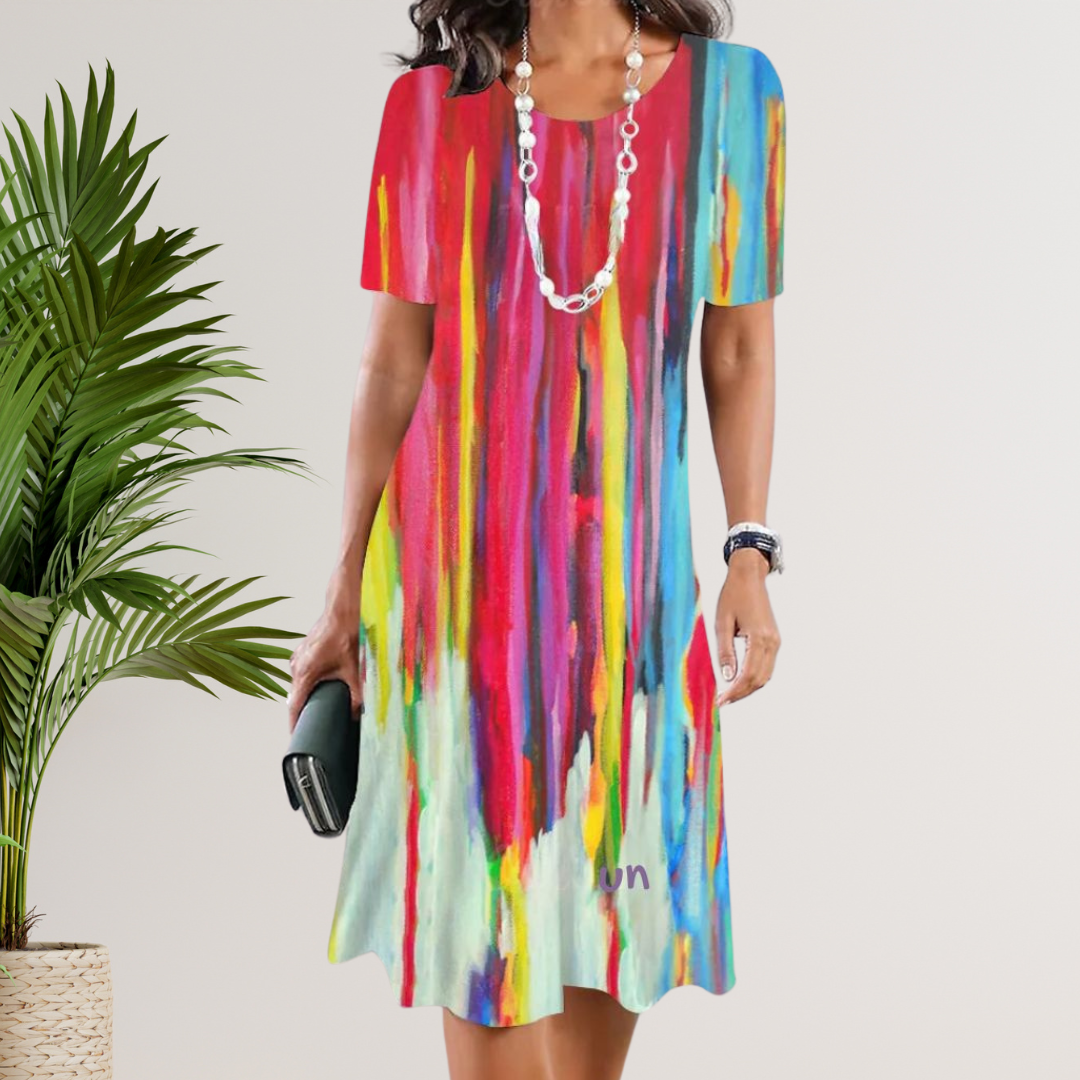 CD - Rochie vibrantă în linie A cu aspect batik