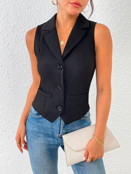 CD | Black waistcoat primăvară chic pentru femei