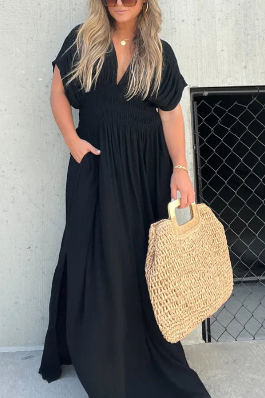 CD | SLIT V-NECK EFFORTLESS MAXI ROCHIE LUNGĂ (CUMPĂRARE 2 TRANSPORT GRATUIT)