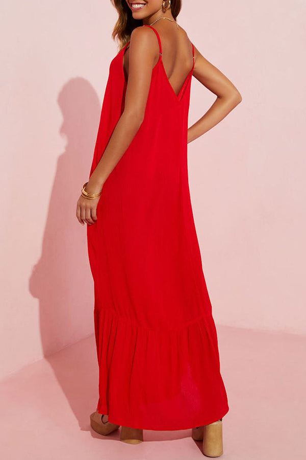 CD | KIMONIE Rochie maxi monocoloră cu buzunar
