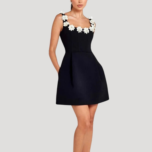 CD | Doamnelor florale applique a-line mini rochie de petrecere