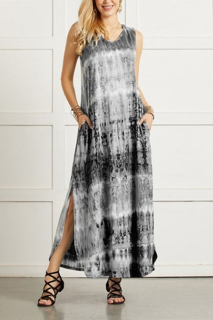 CD | ROCHIE MAXI FĂRĂ MÂNECI CU IMPRIMEU COLORAT