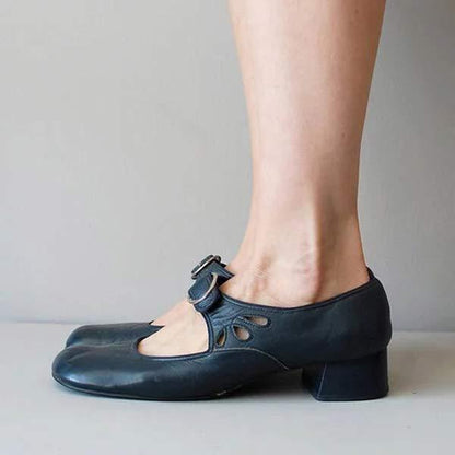 CD | SANDALE WEDGE DIN PIELE CU CATARAMĂ
