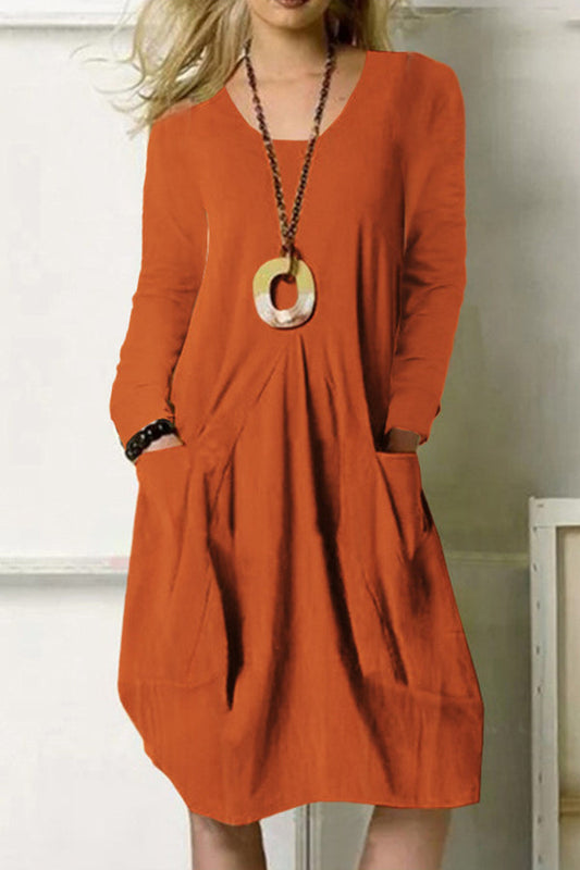 CD | Loose Casual rochie lungă Unicolor buzunar rochie