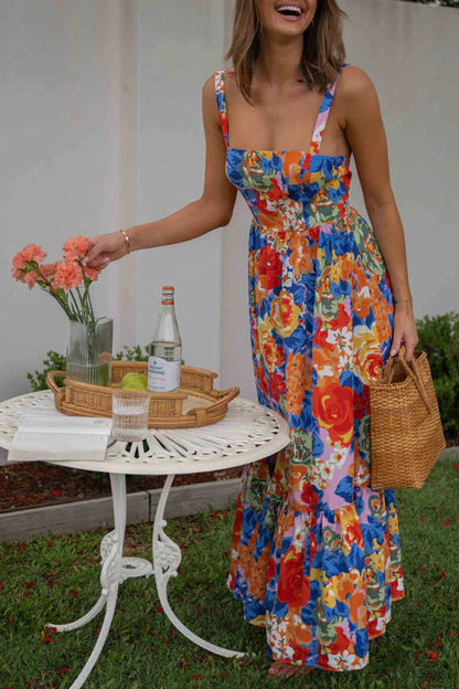 CD | Style Lover Decolteu pătrat Bretele reglabile Rochie maxi florală