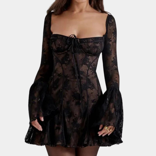 CD | Rochie mini de vară romantică cu dantelă