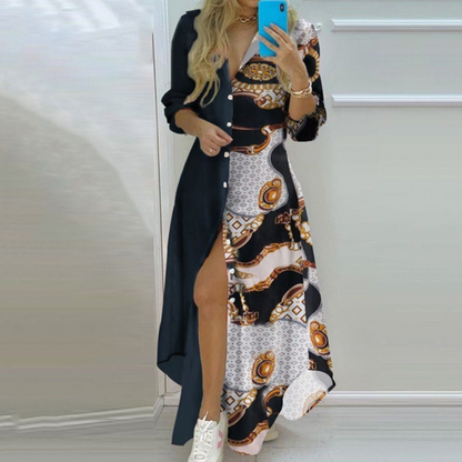 CD | rochie maxi elegantă cu mânecă lungă pentru ocazii casual și formale