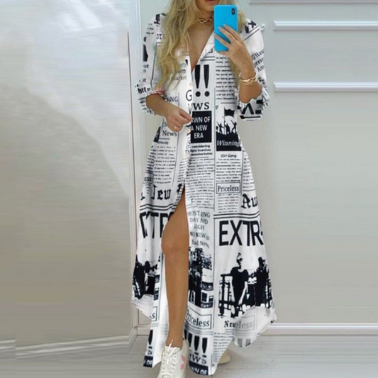 CD | rochie maxi elegantă cu mânecă lungă pentru ocazii casual și formale