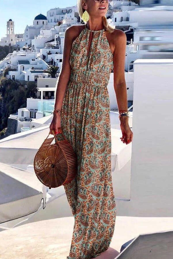 CD : Rochie maxi cu imprimeu colorat