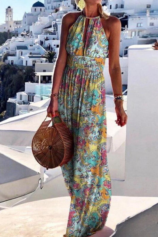 CD : Rochie maxi cu imprimeu colorat