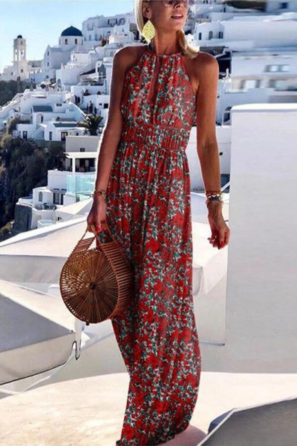 CD : Rochie maxi cu imprimeu colorat
