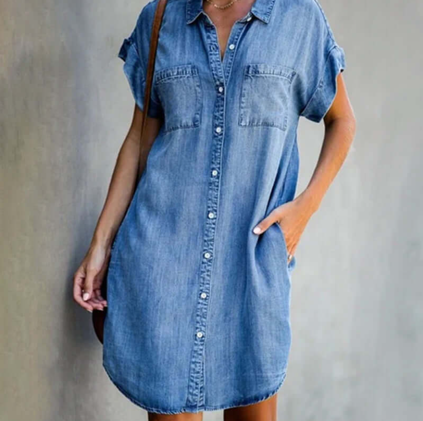 CD - Rochie de primăvară și vară în stil jeans pentru femei