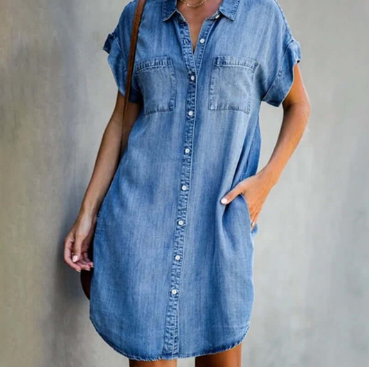 CD - Rochie de primăvară și vară în stil jeans pentru femei