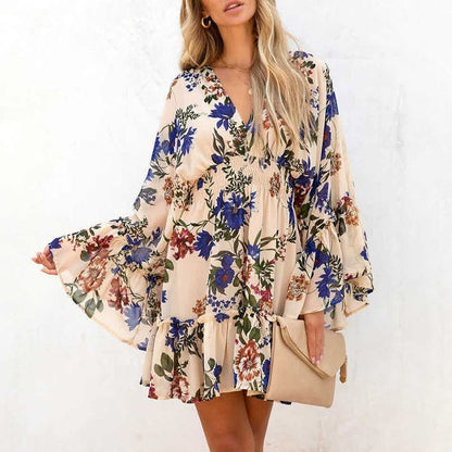 CD | Rochie mini A-line cu decolteu în V și model floral AH445