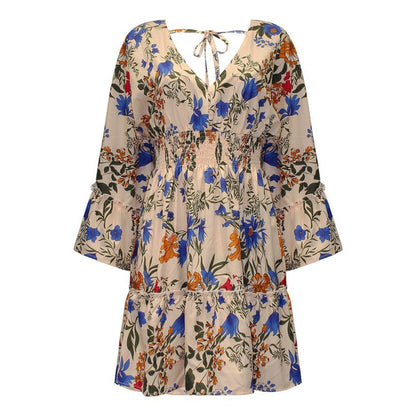 CD | Rochie mini A-line cu decolteu în V și model floral AH445
