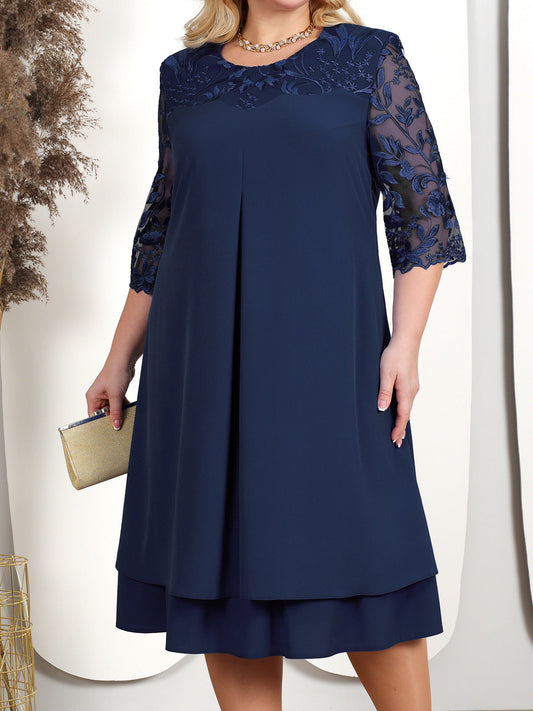 CD | Rochie midi din bumbac cu dantelă pe umeri
