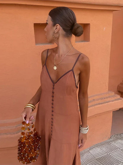 CD - Rochie lungă elegantă, slim-fit, cu bretele evazate pentru femei