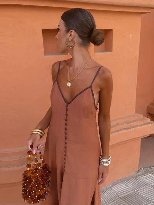 CD - Rochie lungă elegantă, slim-fit, cu bretele evazate pentru femei