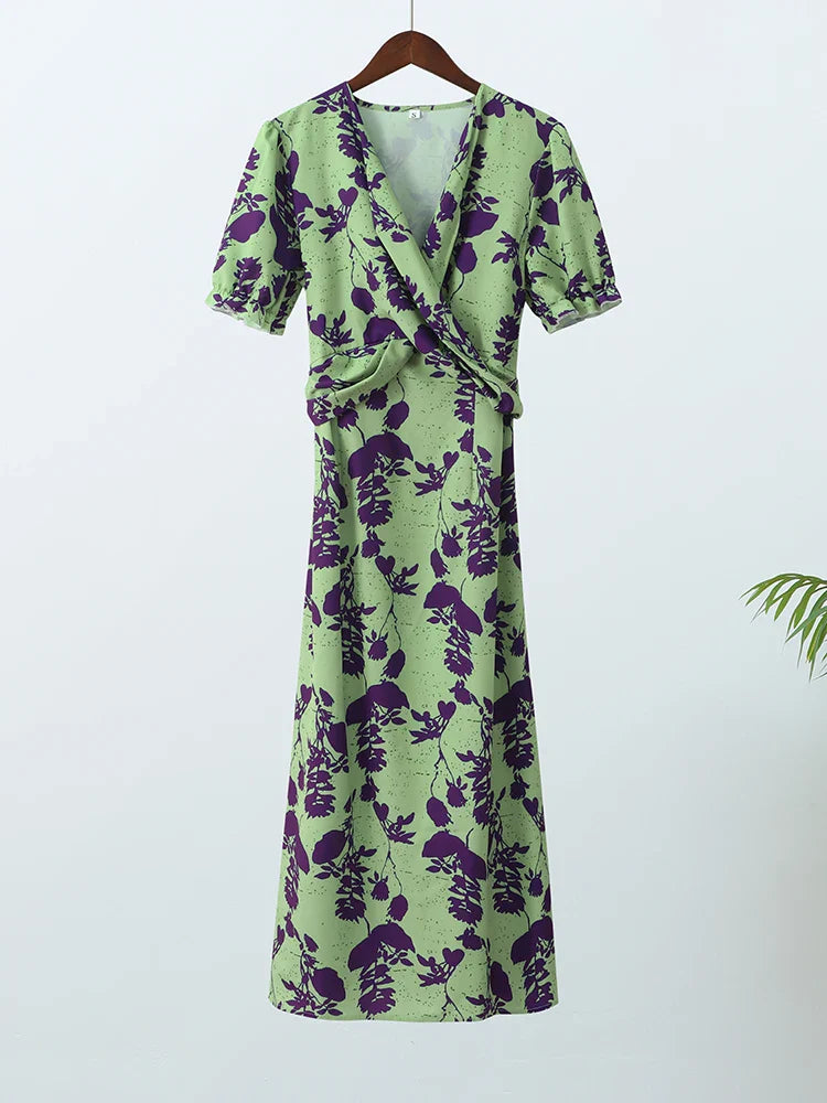 CD - Rochie maxi răsucită cu imprimeu floral pentru femei