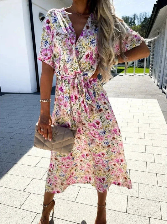 CD - Rochie florală elegantă cu decolteu în V