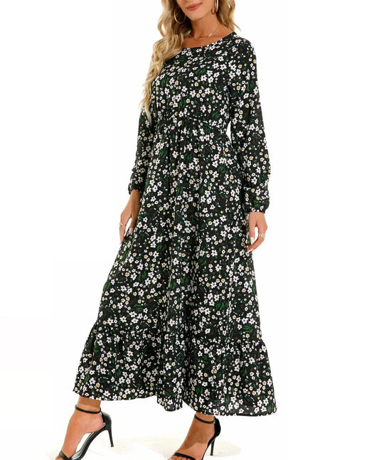 CD - Rochie florală cu decolteu rotund