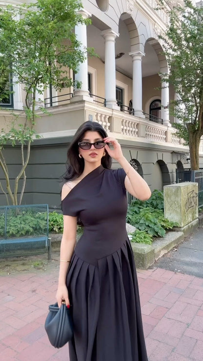 CD - Rochie maxi elegantă, de culoare uni, cu crăpătură