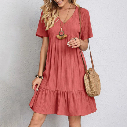 CD | Rochie mini boho chic cu tiv cu volane