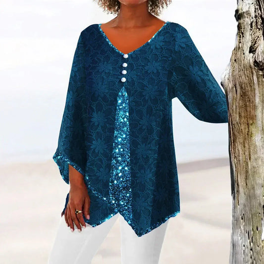 CD | Top vintage elegant supradimensionat cu imprimeu floral