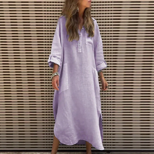 CD | Rochie maxi casual din amestec de bumbac