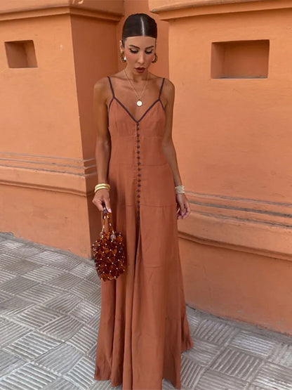 CD - Rochie lungă elegantă, slim-fit, cu bretele evazate pentru femei