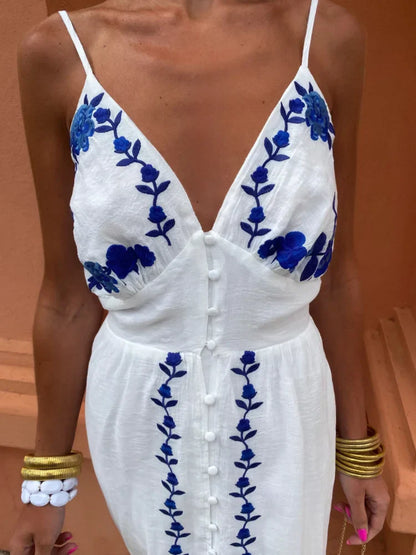 CD - Rochie elegantă fără spate cu broderie pentru femei