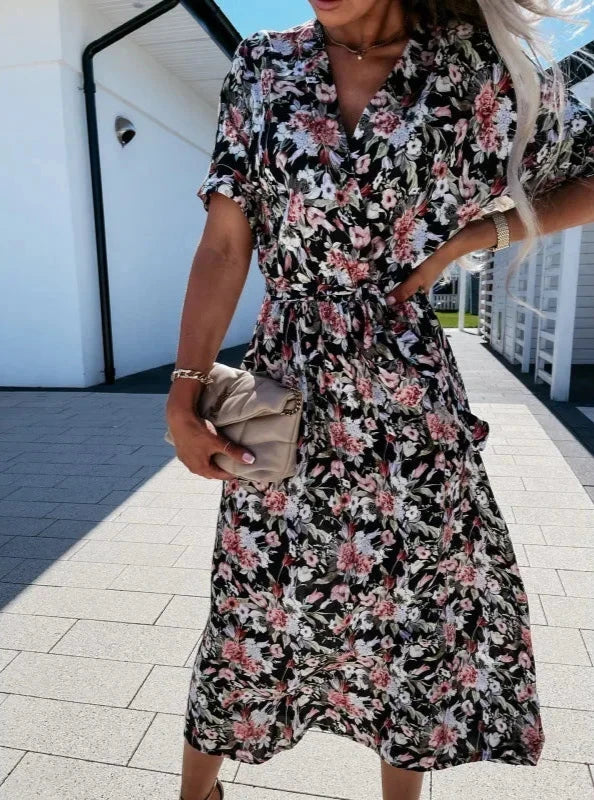 CD - Rochie florală elegantă cu decolteu în V