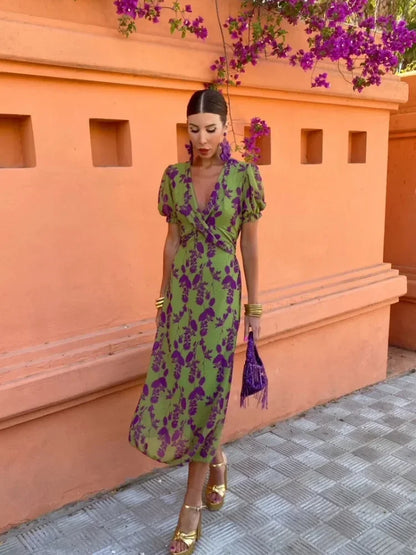 CD - Rochie maxi răsucită cu imprimeu floral pentru femei