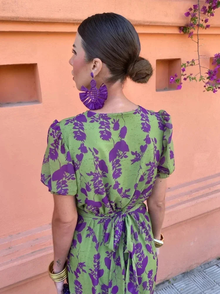 CD - Rochie maxi răsucită cu imprimeu floral pentru femei