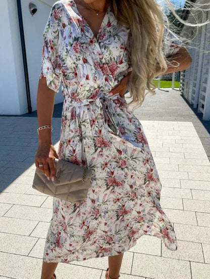 CD - Rochie florală elegantă cu decolteu în V