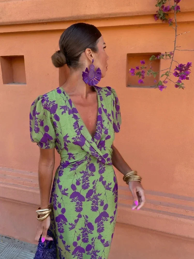 CD - Rochie maxi răsucită cu imprimeu floral pentru femei