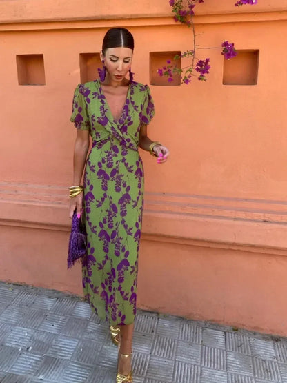 CD - Rochie maxi răsucită cu imprimeu floral pentru femei